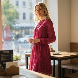 Joie Elegant Long Sleeve 100% Silk Dress (designer sample)